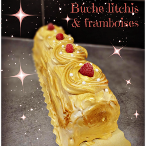 Bûche litchis et framboises