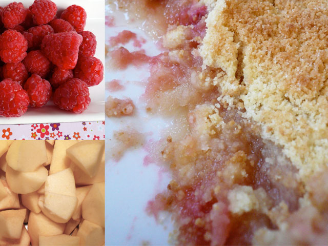 Crumble pommes framboises