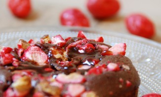 Coeur coulant au chocolat et aux pralines roses