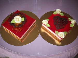 Entremet mousse chocolat et framboises