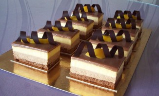 Bavarois praliné et pêche