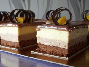 Bavarois praliné et pêche