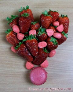 Macarons fraise Tagada et fraise fruit