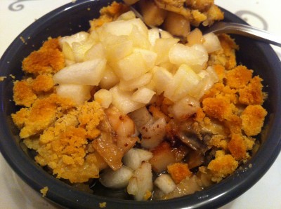 Crumble Tout Chaud poire, banane et chocolat noir