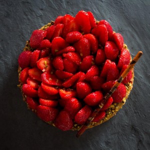 Tarte aux fraises et pistaches