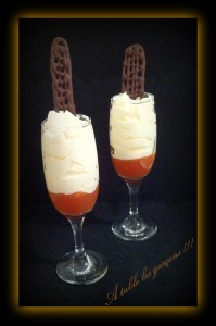 Mousse chocolat blanc/ confiture goyave