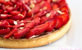 Tarte aux fraises crème amandes et crème pâtissière vanillée