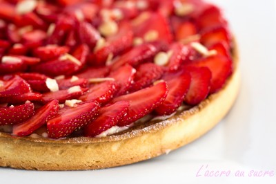 Tarte aux fraises crème d'amandes et crème pâtissière vanillée