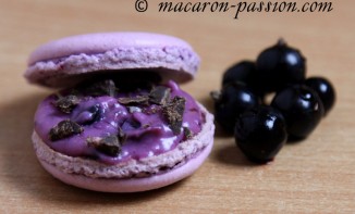 Macaron cassis et chocolat croquant à la violette