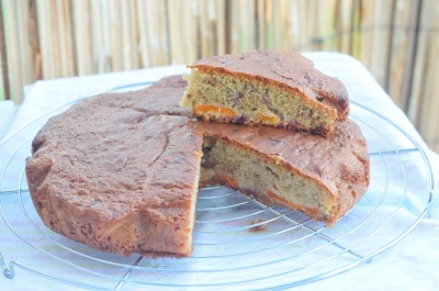 Gâteau abricots framboises