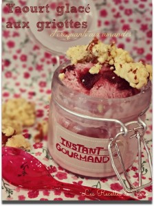 Yaourt Glacé aux griottes et craquants aux amandes