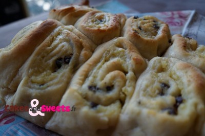 Chinois crème pâtissière et pépites de chocolat