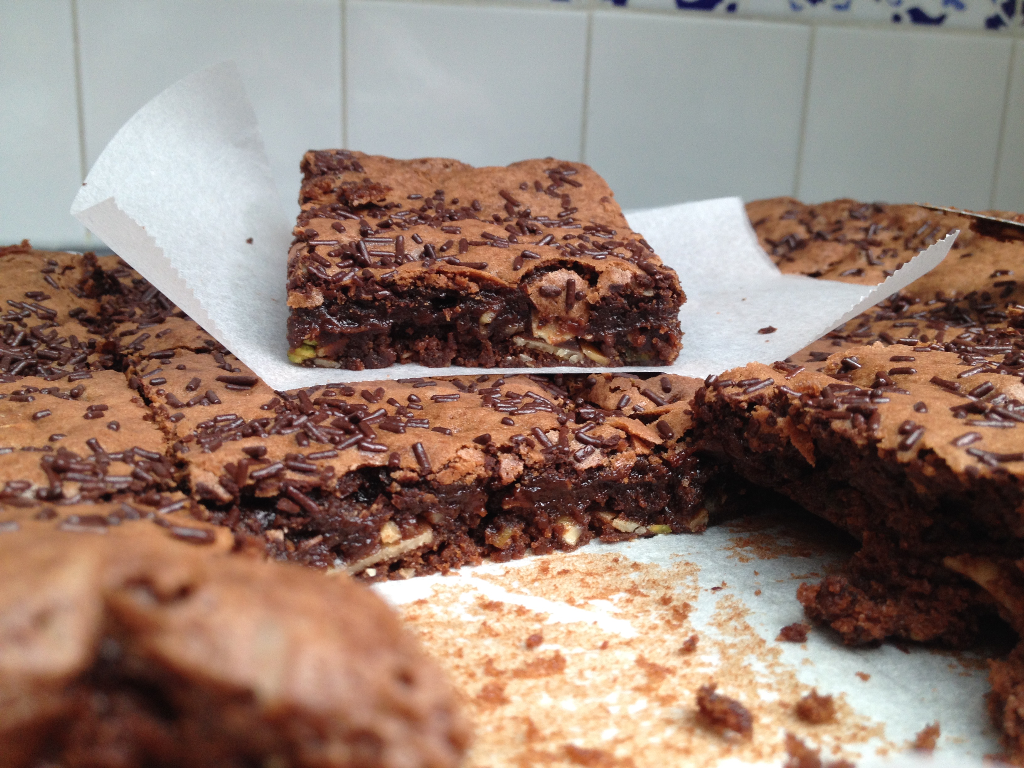 Brownie pistaches amandes