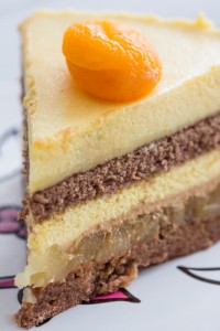 Entremet chocolat poires caramélisées