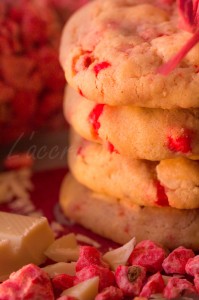 Cookies pralines roses et chocolat blanc