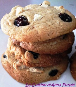 Cookies chocolat blanc,noix de coco, cranberries