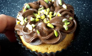 Cupcakes pistache, chocolat noir et tofu soyeux